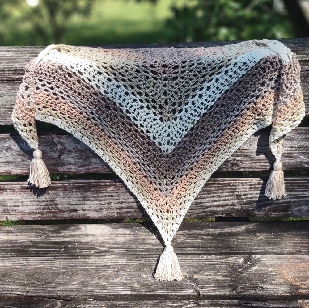 New large triangular scarf or shawl hand made